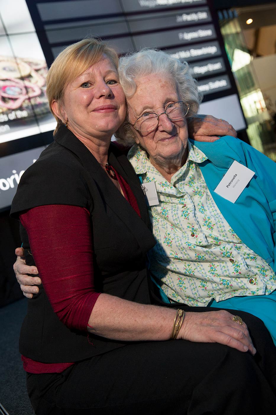 Museum donor Petronella Wensing, with her daughter Veronica, at the launch of the Museum Donor Honour Board, November 2013.