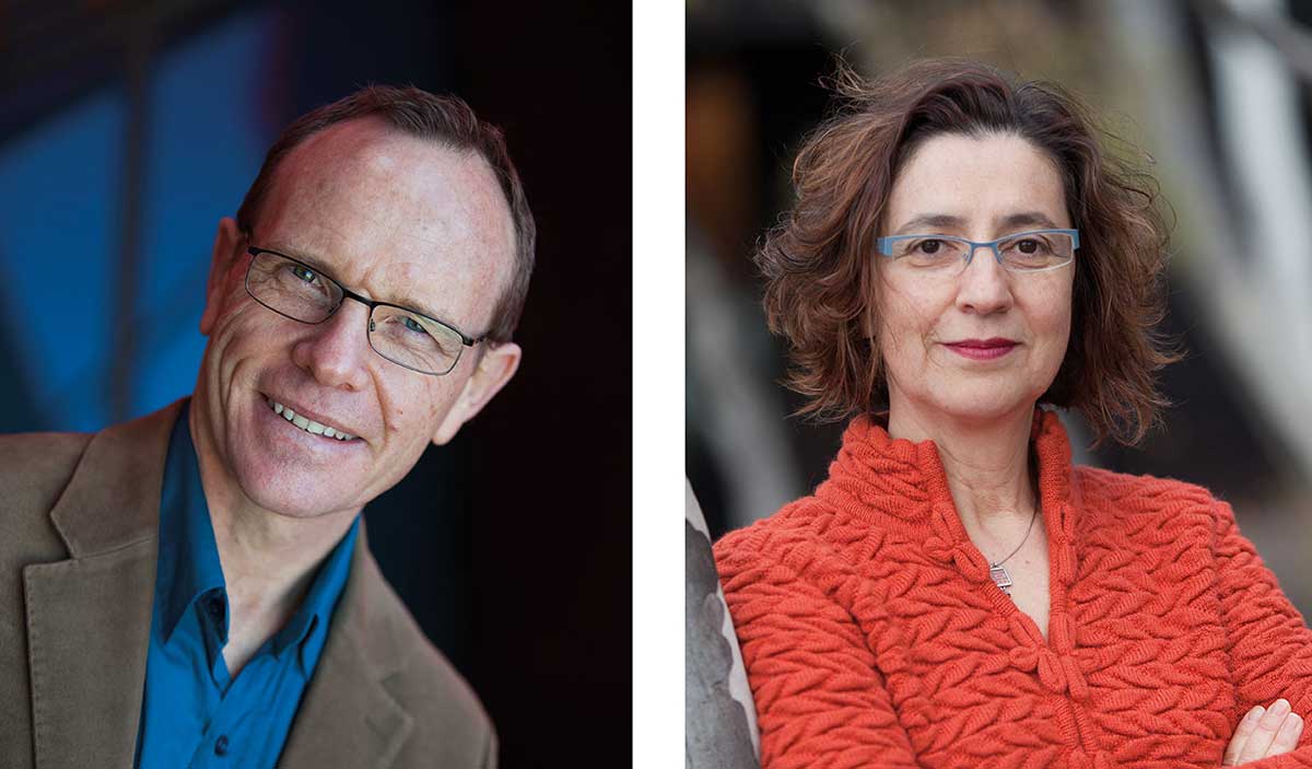 Portraits of Andrew Sayers, left, and Helen Kon, right.